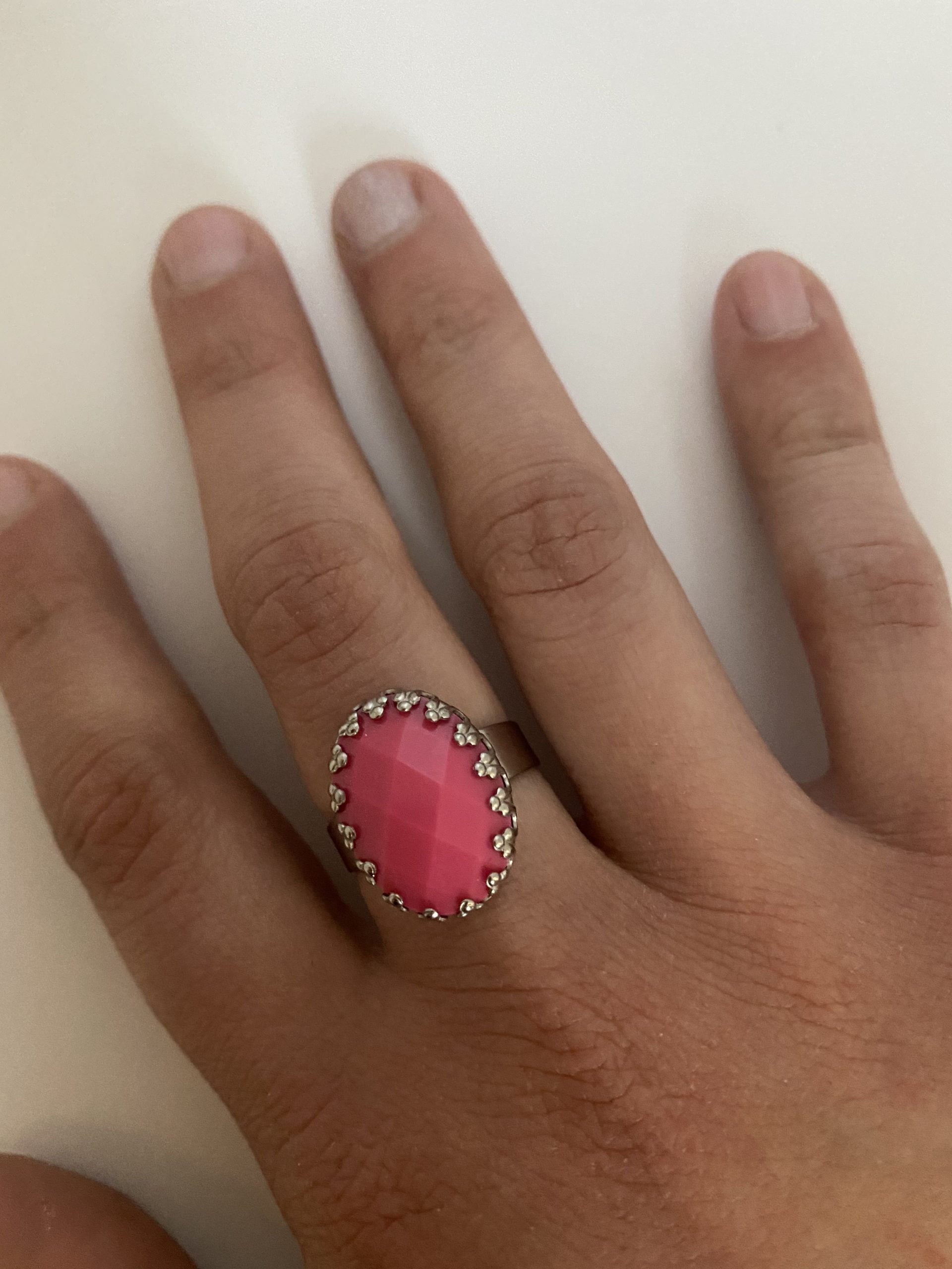Bague cabochon rose réglable – Image 2