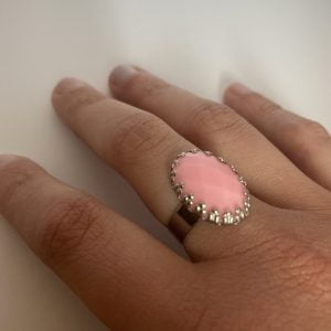 Bague cabochon rose clair réglable