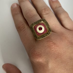 Bague carré marron et rouge