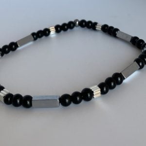 Bracelet homme perles hématite et perles en verre