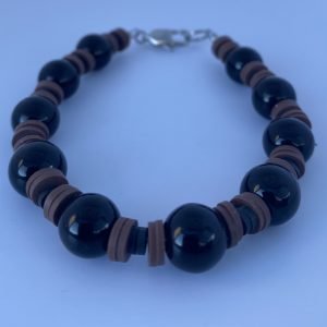 Bracelet homme perles noires et perles Heishi Katsuki