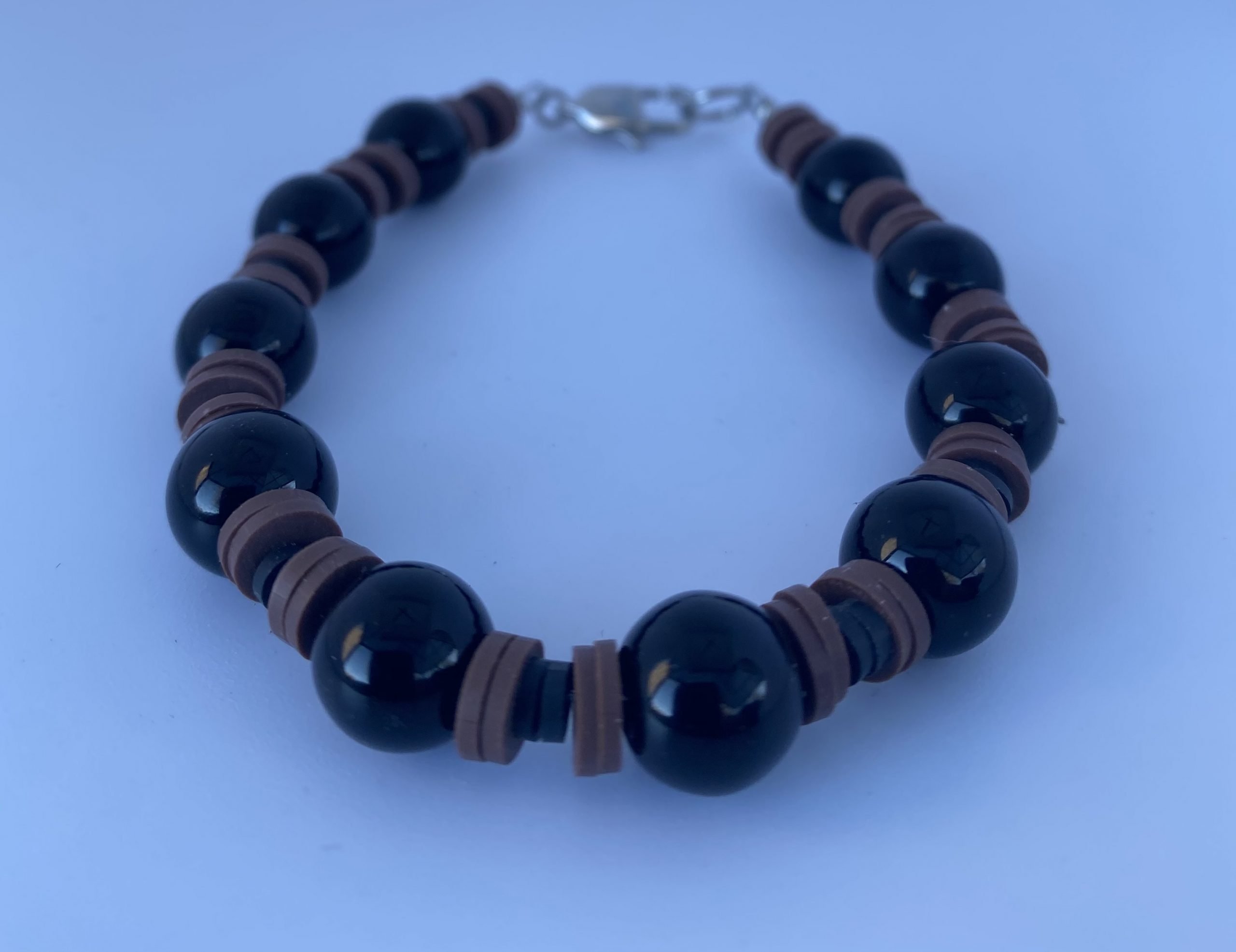 Bracelet homme perles noires et perles Heishi Katsuki