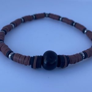 Bracelet homme perle graine d'açai et perles Heishi Katsuki
