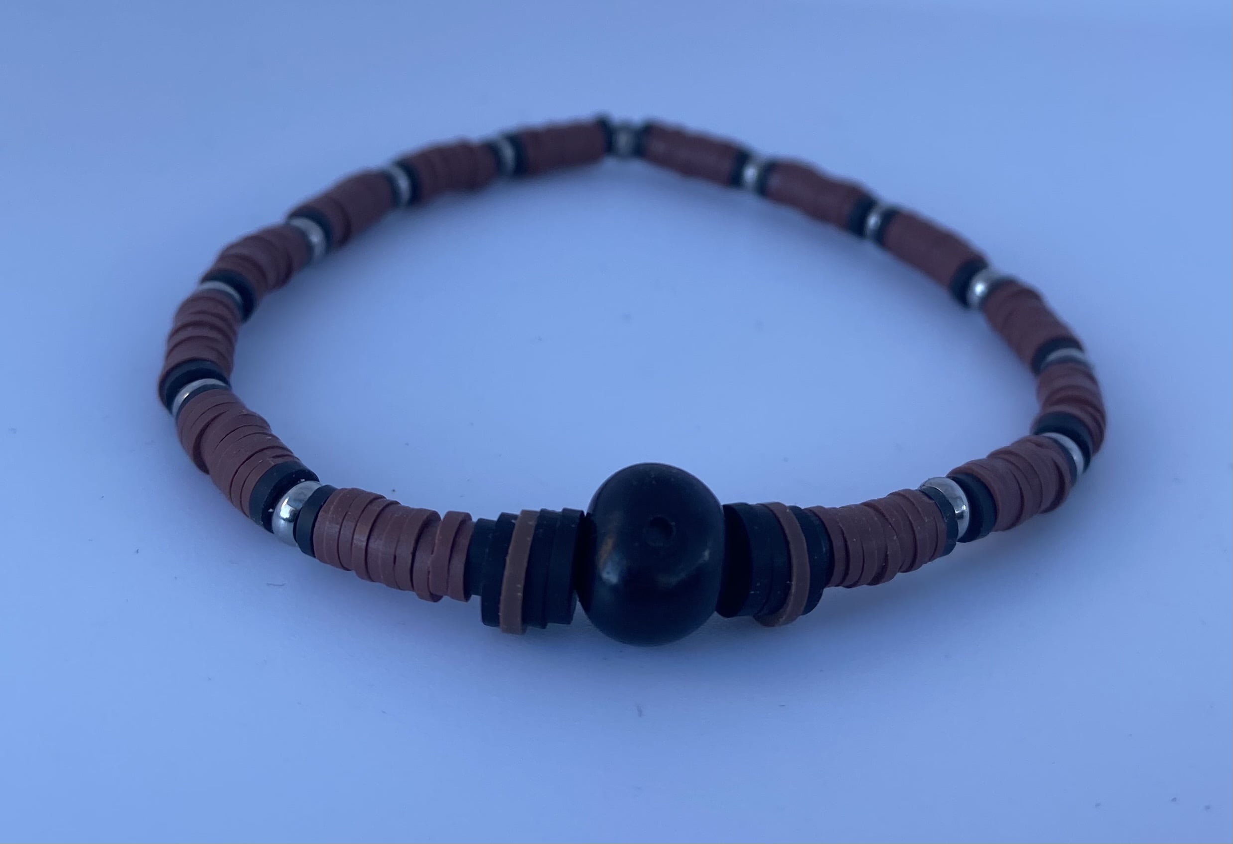 Bracelet homme perle graine d'açai et perles Heishi Katsuki