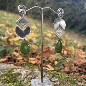Boucles d'oreilles "papareil" gouttes vertes kakis