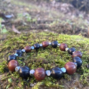 Bracelet homme perles pierre de lave et graines d'açai