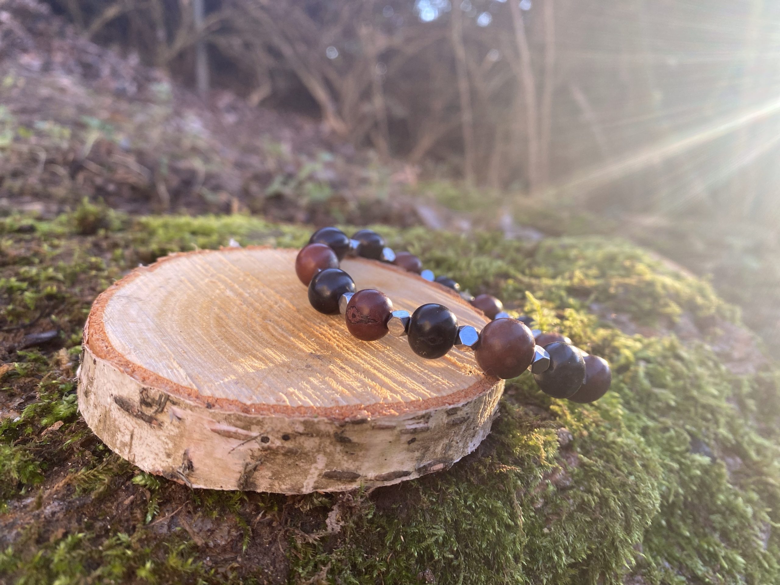 Bracelet homme perles pierre de lave et graines d'açai – Image 2