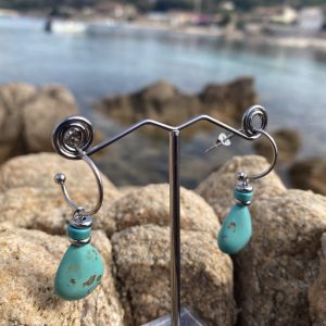Boucles d’oreilles semi créoles turquoises