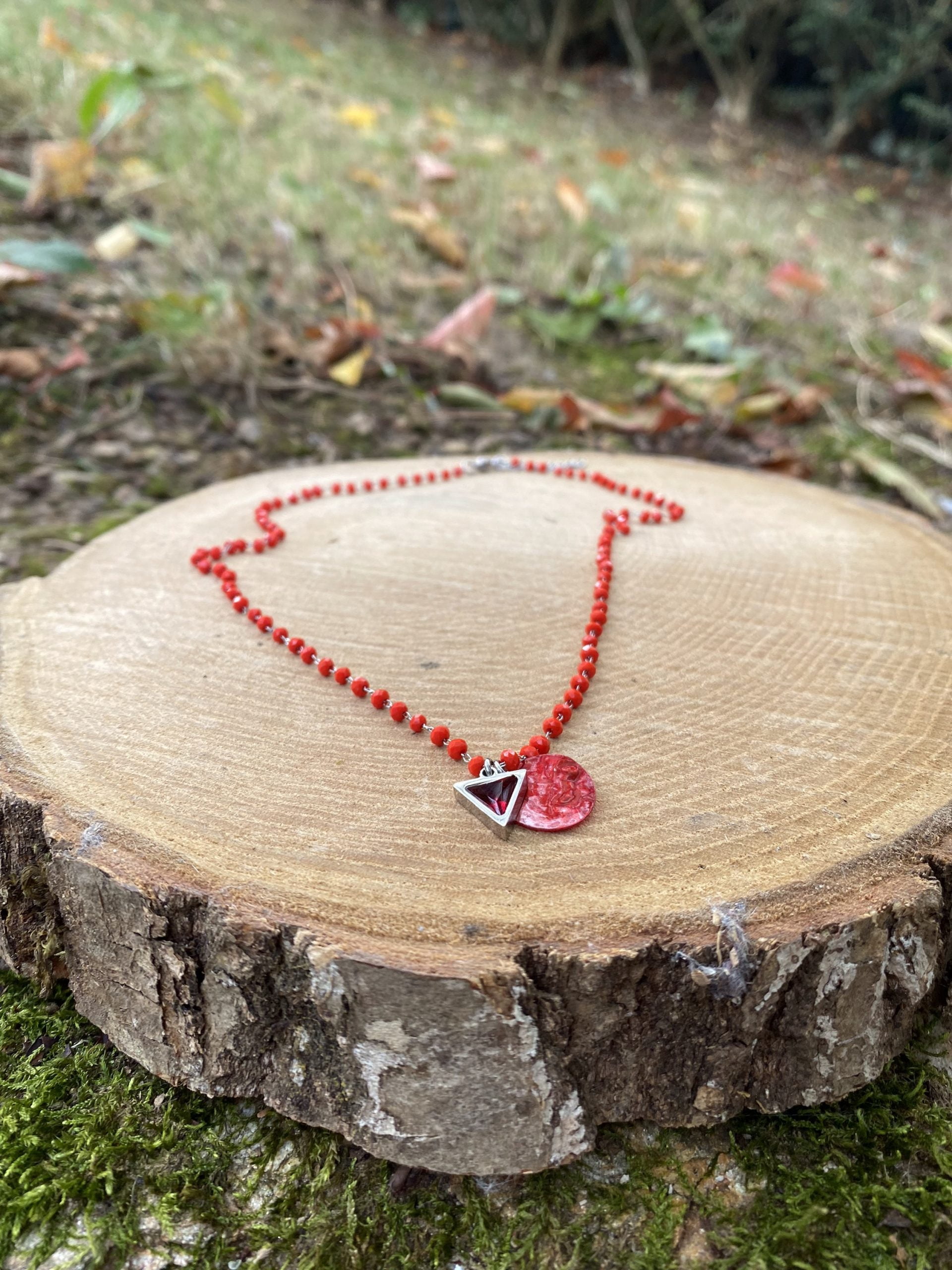 collier perles rouges