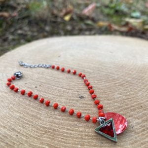 Bracelet chaine perles rouges