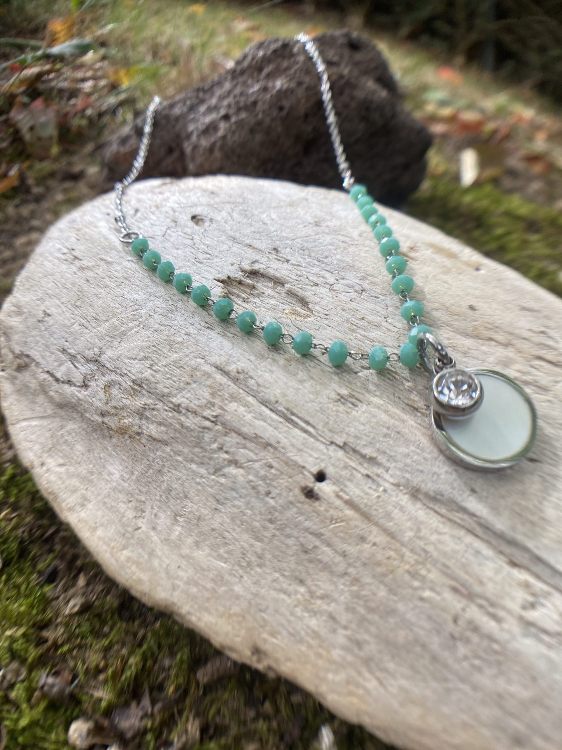 Collier perlé et perles menthe – Image 2