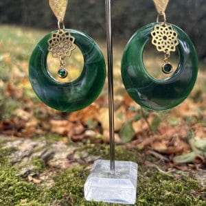 Boucles d’oreilles émeraude Mandala doré